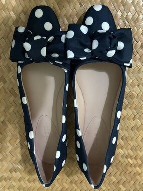 Boden Chisel Toe Ballet Flats - French Navy/Polka Dots Size EU36 US6